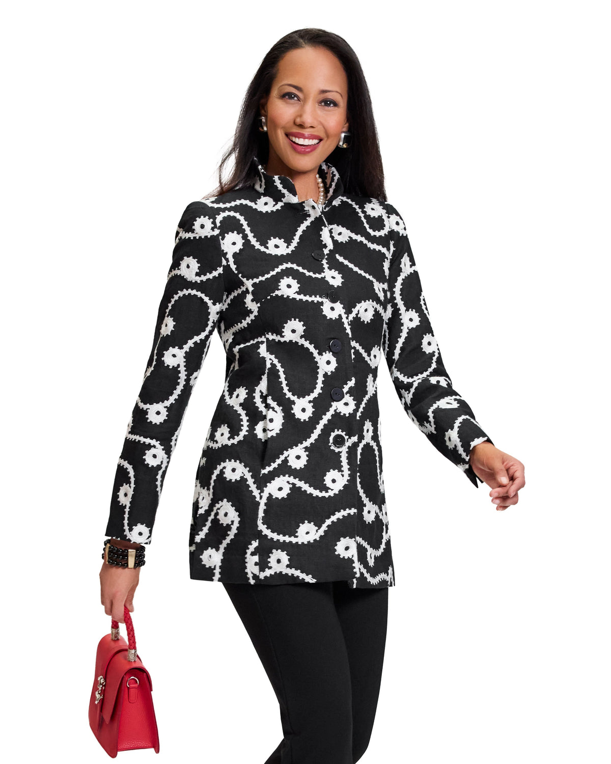 Linen With Scroll Soutash Car Coat | Nina McLemore