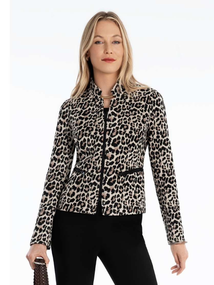 Leopard Knit Zip Front Suzanne