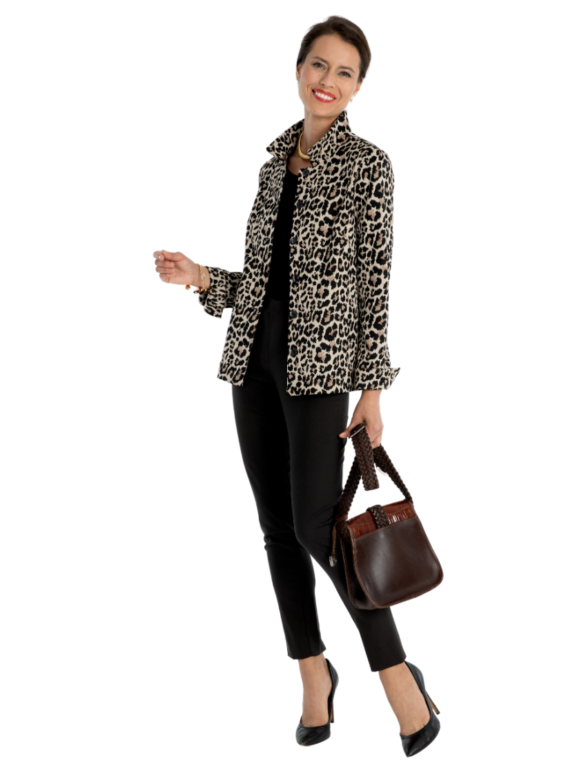 Leopard Knit Shirt Jacket