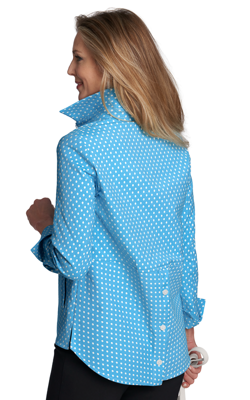 Blue polka dot top sales