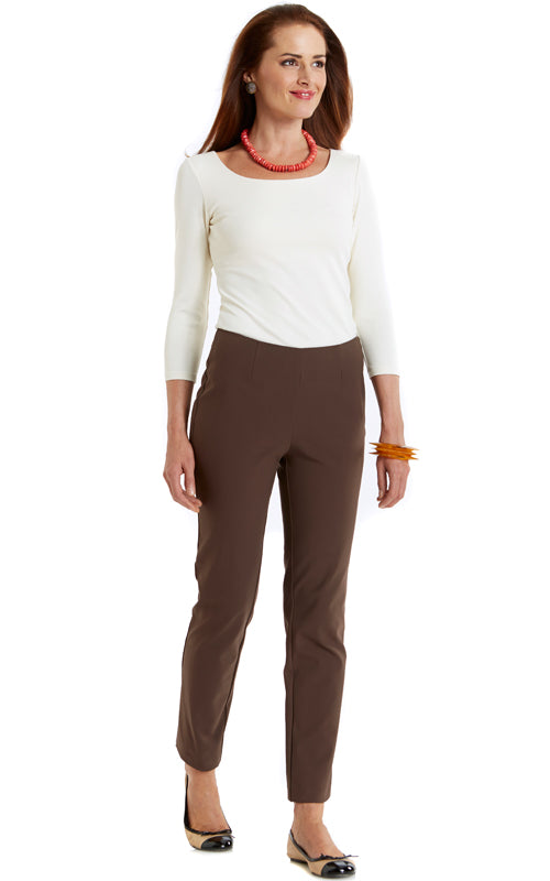 The High Rise Side Zip Straight Pant in Bi-Stretch
